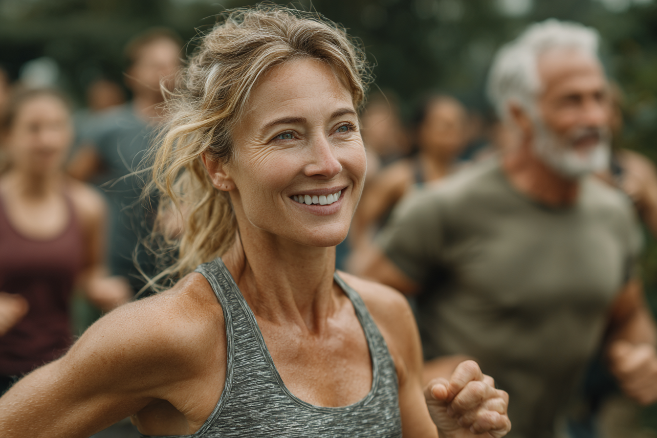 Пара старших людей займається спортом на свіжому повітрі